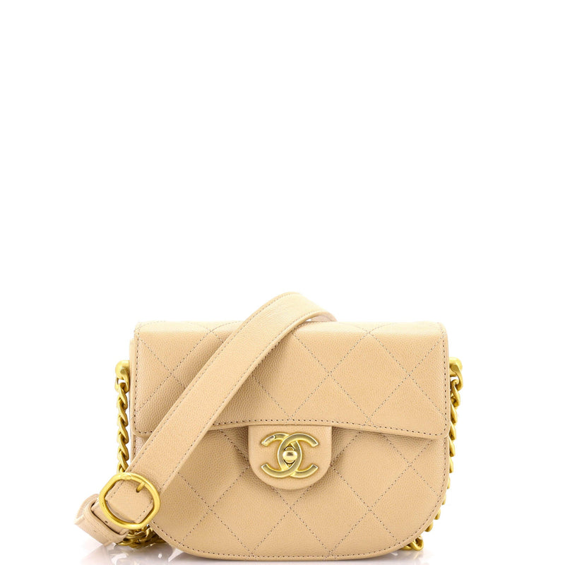 Moon Flap Messenger Bag Quilted Caviar