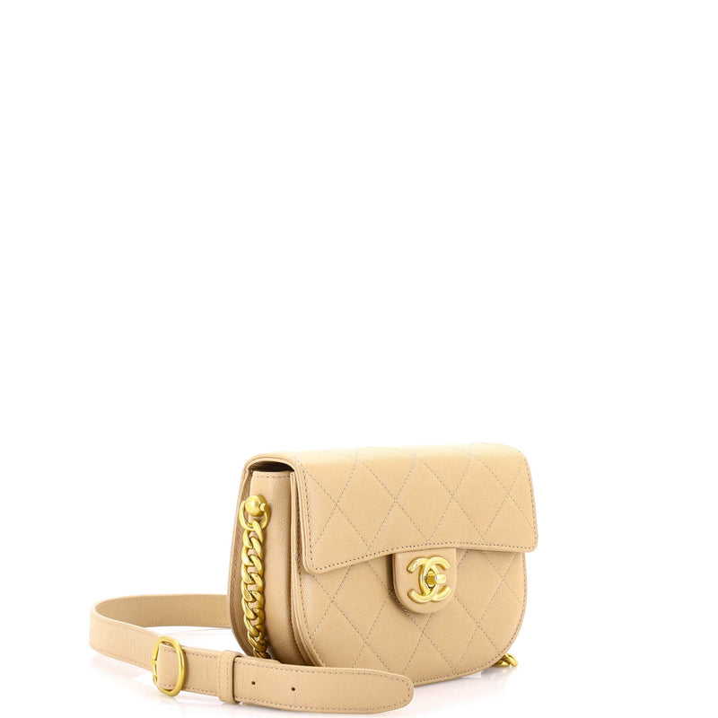 Moon Flap Messenger Bag Quilted Caviar