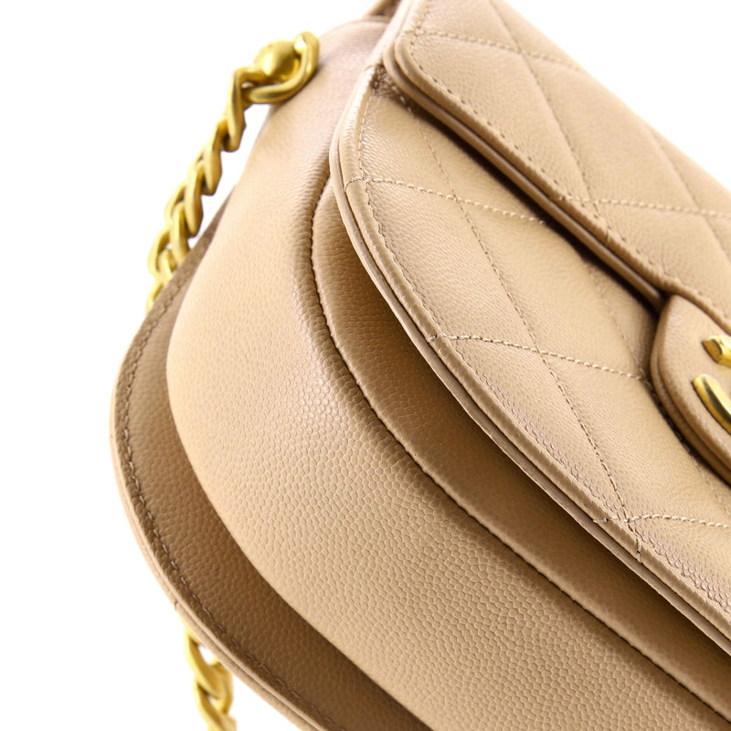 Moon Flap Messenger Bag Quilted Caviar