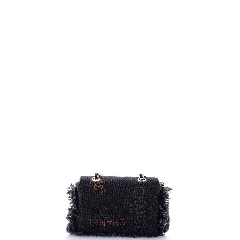 Denim Mood Flap Clutch With Chain Logo