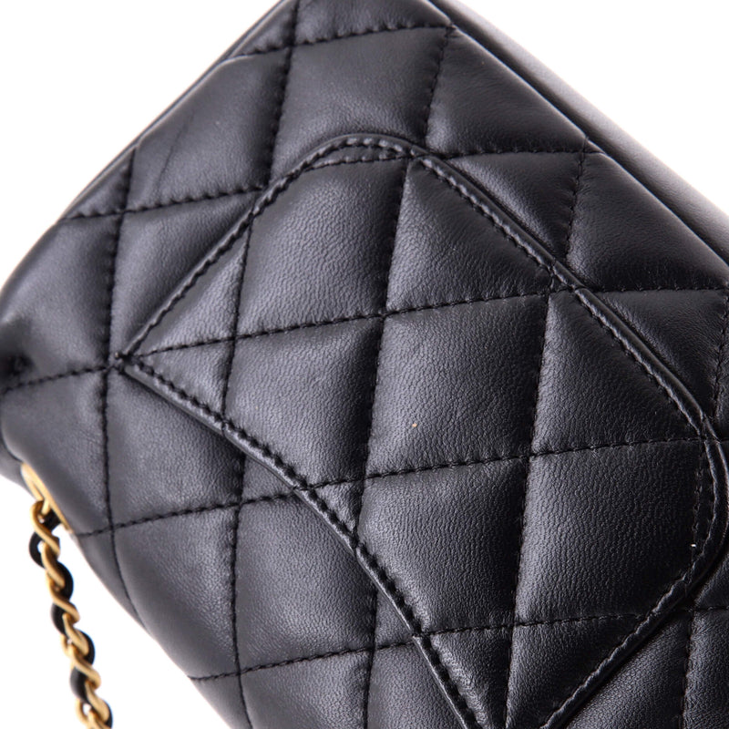 Heart Charms Flap Bag Quilted Lambskin