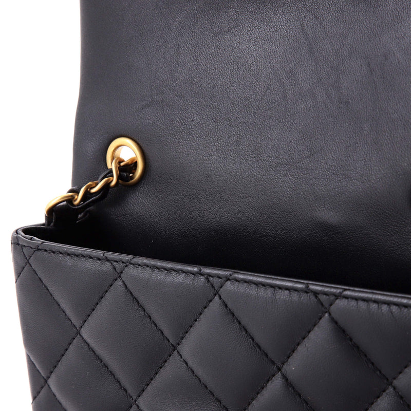 Heart Charms Flap Bag Quilted Lambskin