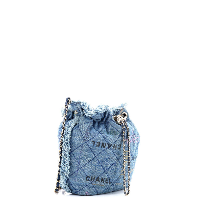 Denim Mood Chain Bucket Bag Logo Printed