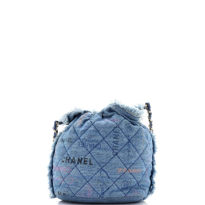 Denim Mood Chain Bucket Bag Logo Printed