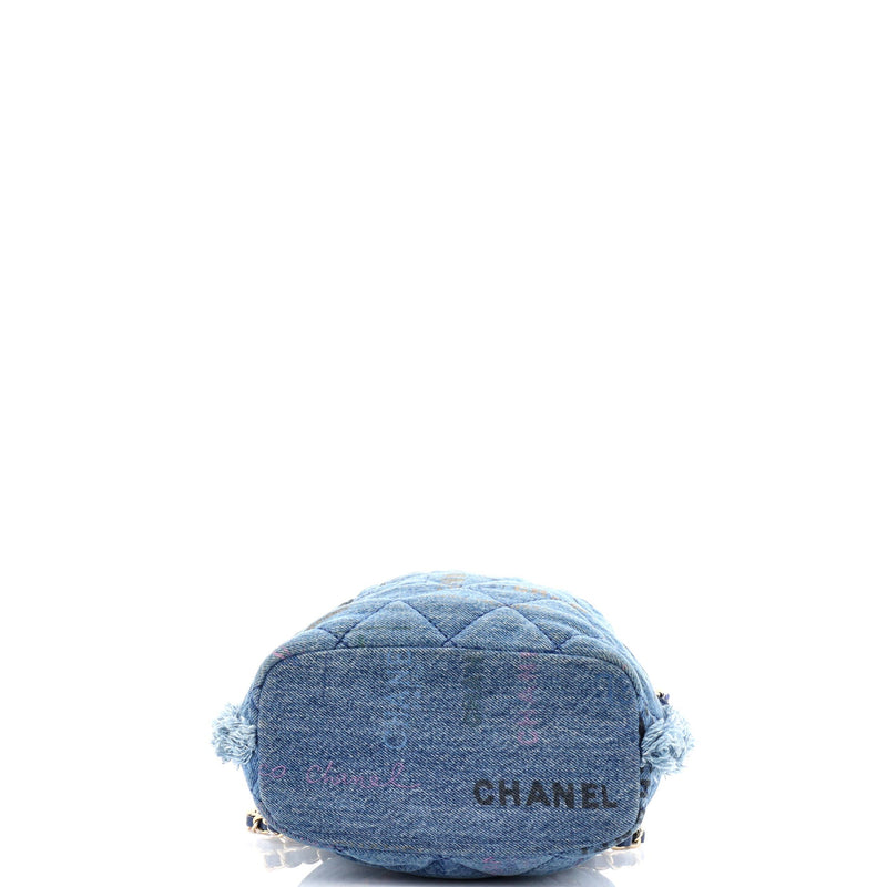 Denim Mood Chain Bucket Bag Logo Printed