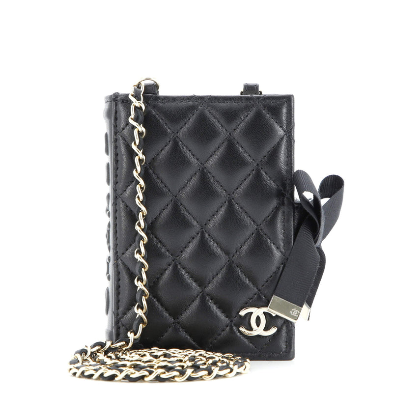 Cc Book Card Holder With Chain Quilted