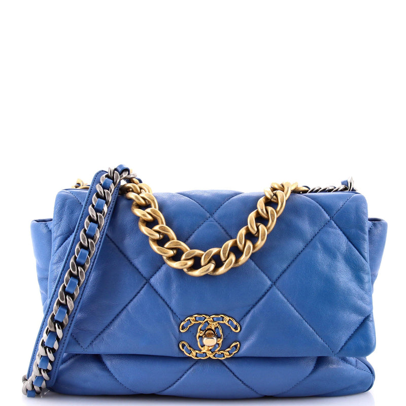 19 Flap Bag Quilted Leather Large