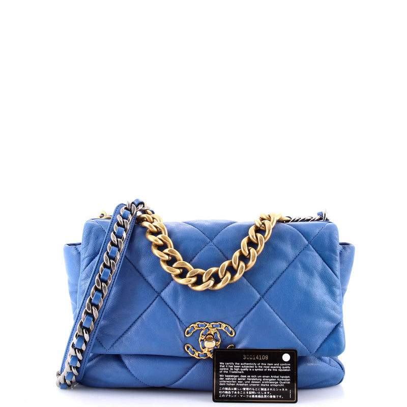 19 Flap Bag Quilted Leather Large