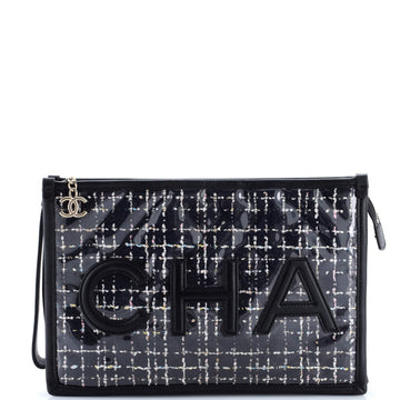 Logo Wristlet Clutch Pvc Over Quilted