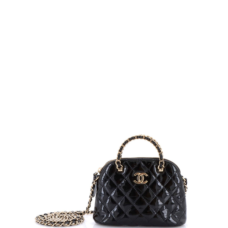 Cc Dome Zip Crossbody Bag Quilted Patent