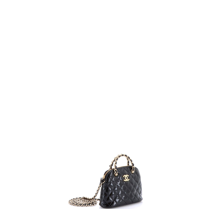 Cc Dome Zip Crossbody Bag Quilted Patent
