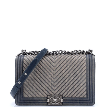 Boy Flap Bag Chevron Denim New Medium