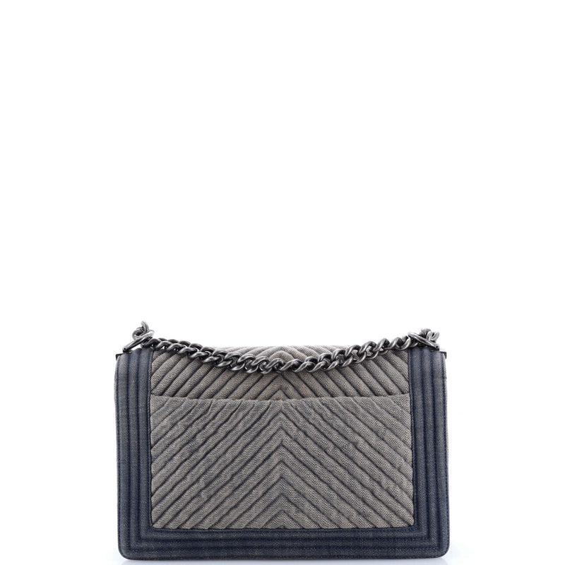 Boy Flap Bag Chevron Denim New Medium
