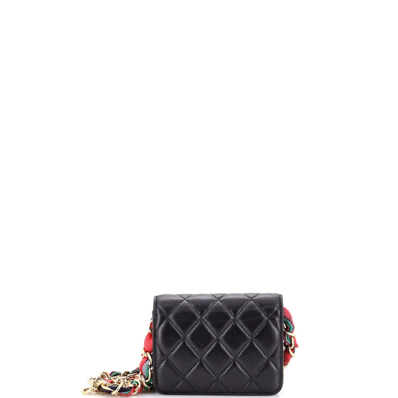 Ribbon Chain Belt Bag Quilted Lambskin