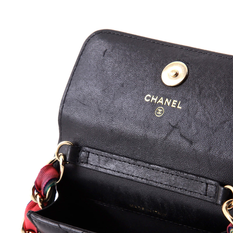 Ribbon Chain Belt Bag Quilted Lambskin