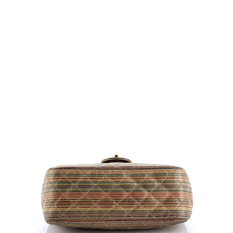Multicolor Stripe Flap Bag Raffia Effect