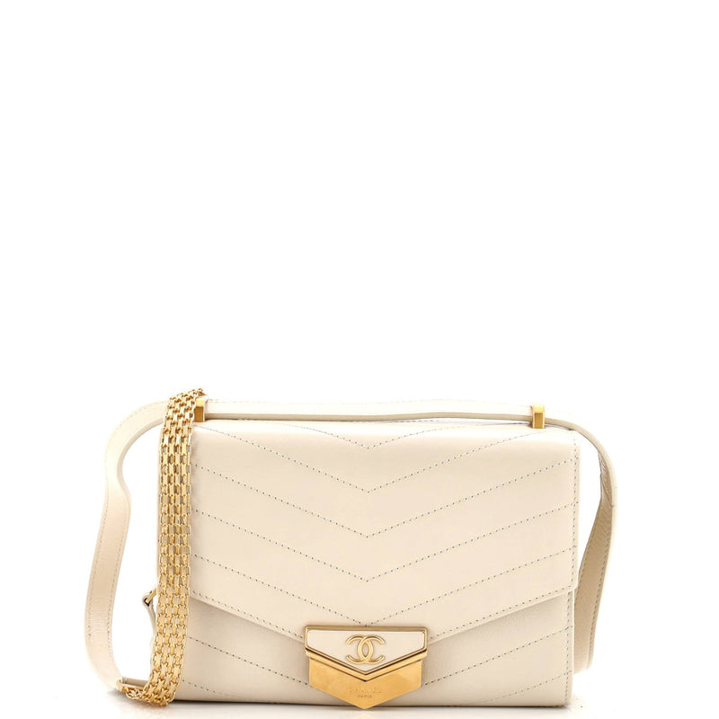 Medal Envelope Flap Bag Chevron Calfskin