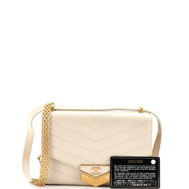 Medal Envelope Flap Bag Chevron Calfskin