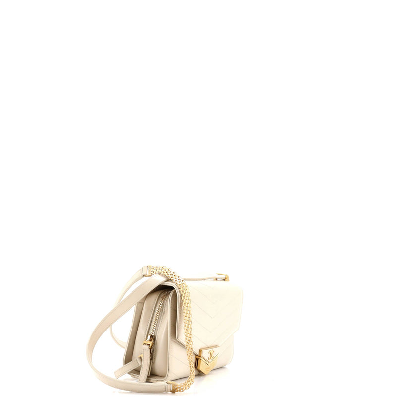 Medal Envelope Flap Bag Chevron Calfskin
