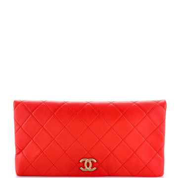 Cc Foldover Clutch Quilted Lambskin