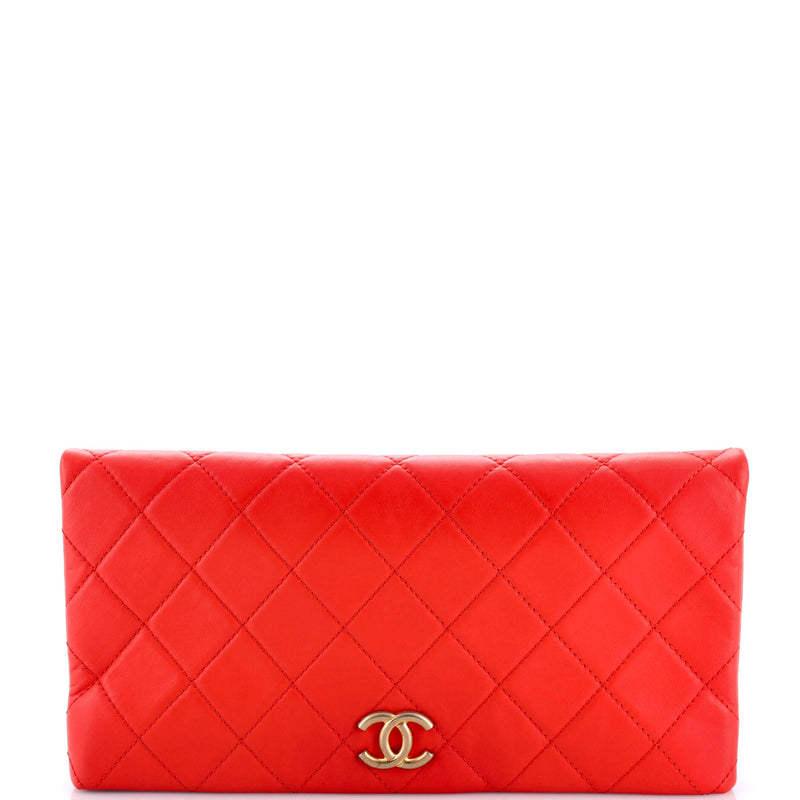 Cc Foldover Clutch Quilted Lambskin