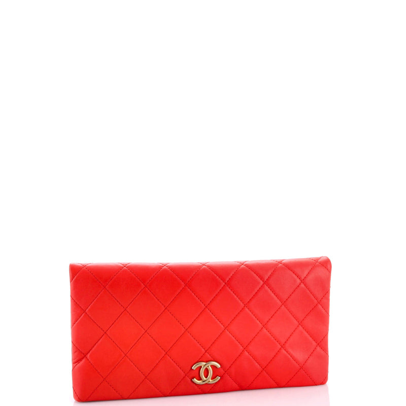 Cc Foldover Clutch Quilted Lambskin