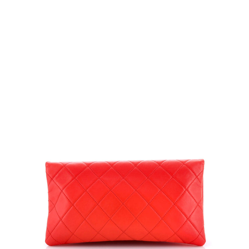 Cc Foldover Clutch Quilted Lambskin