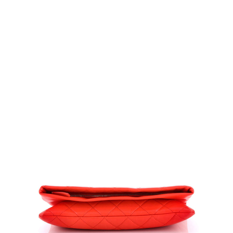 Cc Foldover Clutch Quilted Lambskin