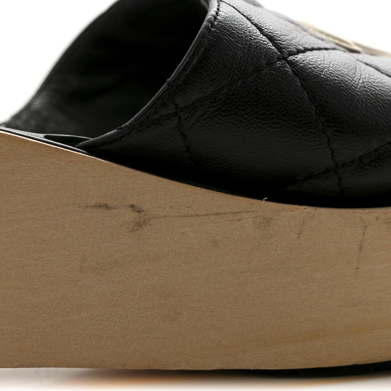 Lambskin Cc Flat Slide Sandals 40 Black