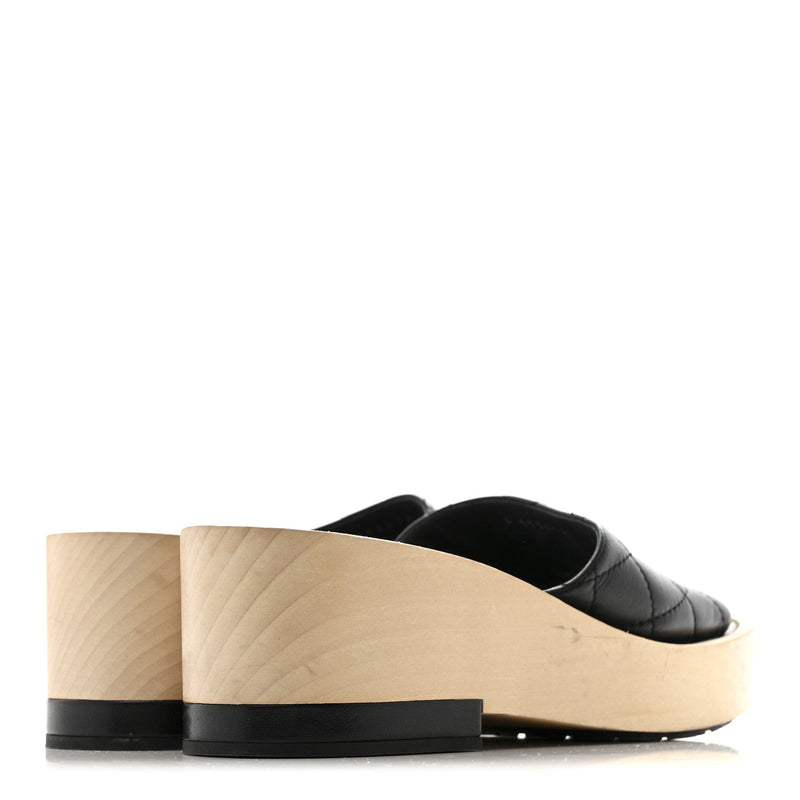 Lambskin Cc Flat Slide Sandals 40 Black