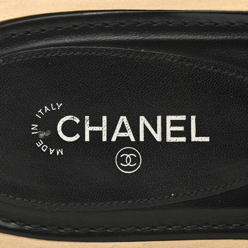 Lambskin Cc Flat Slide Sandals 40 Black