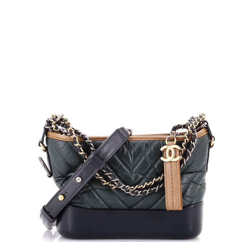 Gabrielle Hobo Chevron Aged Calfskin