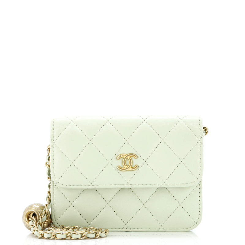 Pearl Crush Flap Clutch With Chain