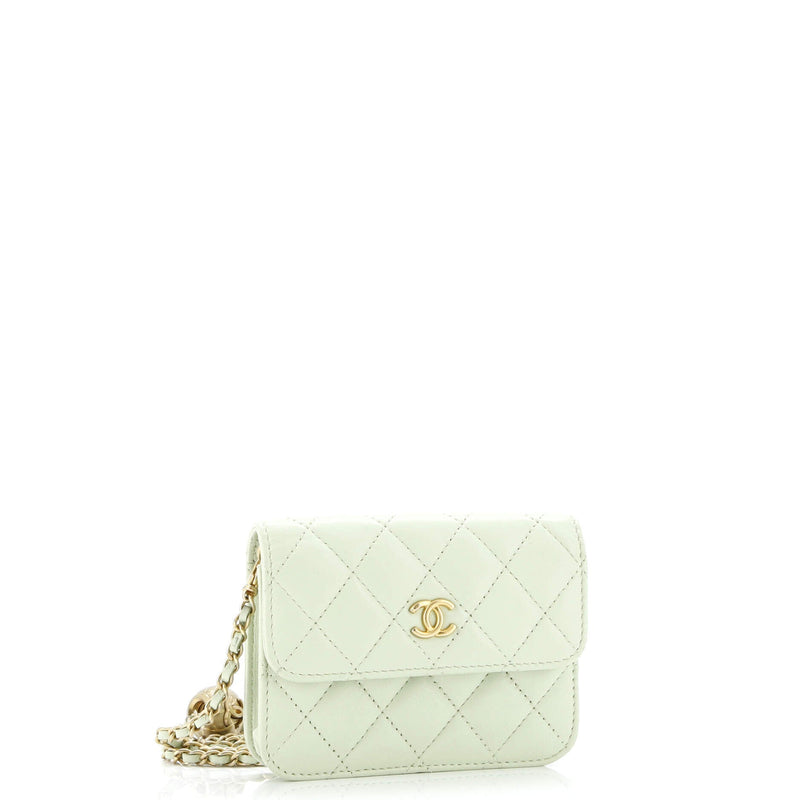 Pearl Crush Flap Clutch With Chain