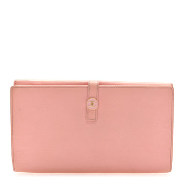 Calfskin Long Bi-Fold Wallet Pink