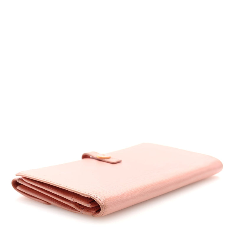Calfskin Long Bi-Fold Wallet Pink