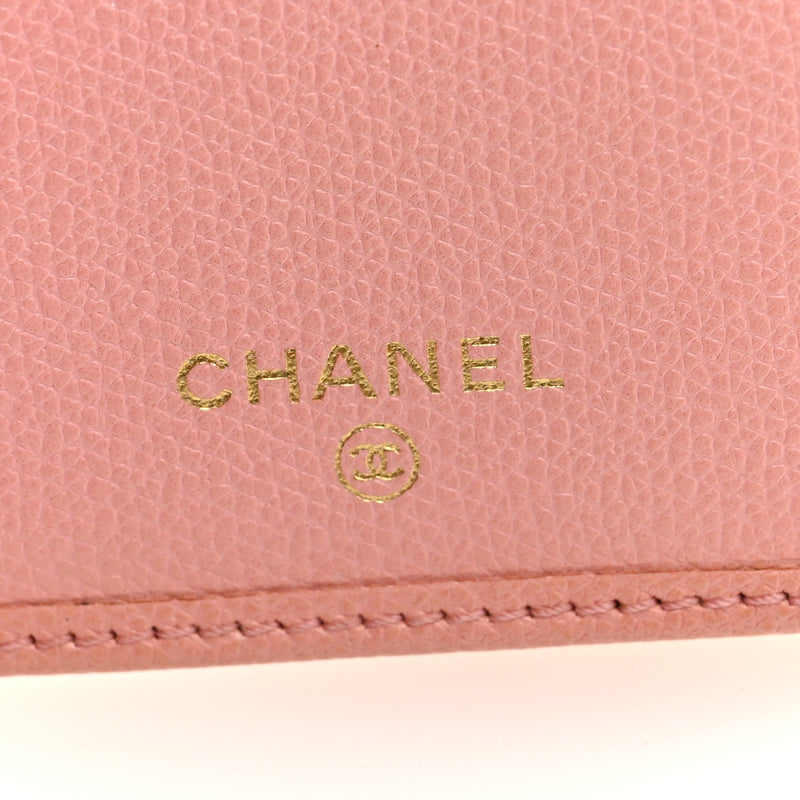 Calfskin Long Bi-Fold Wallet Pink