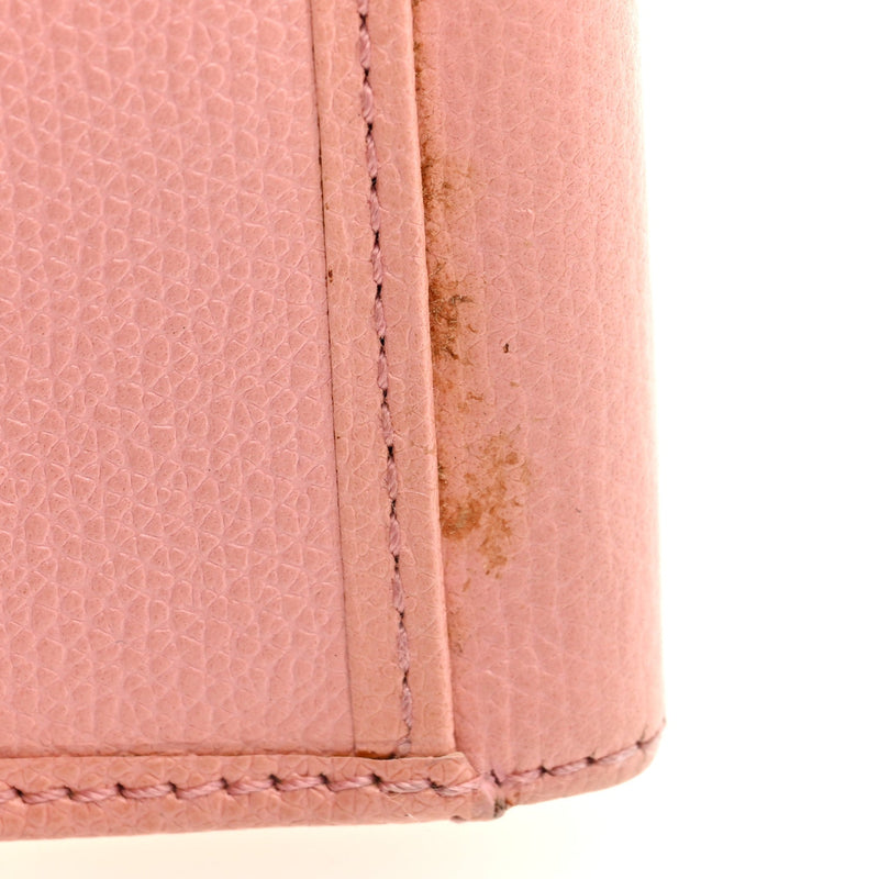 Calfskin Long Bi-Fold Wallet Pink