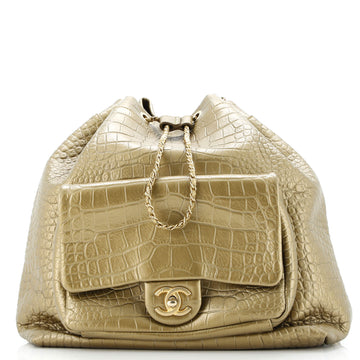 Drawstring Backpack Crocodile Embossed