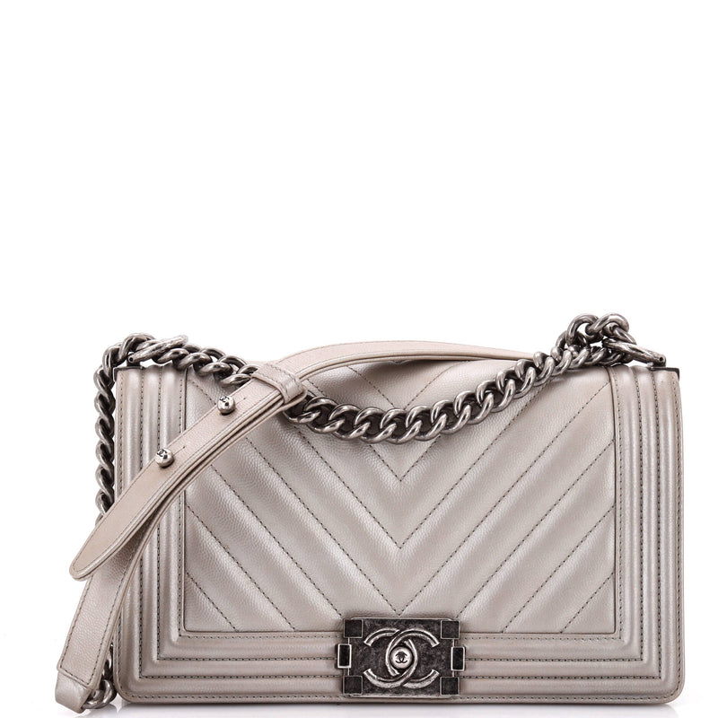 Boy Flap Bag Chevron Caviar Old Medium