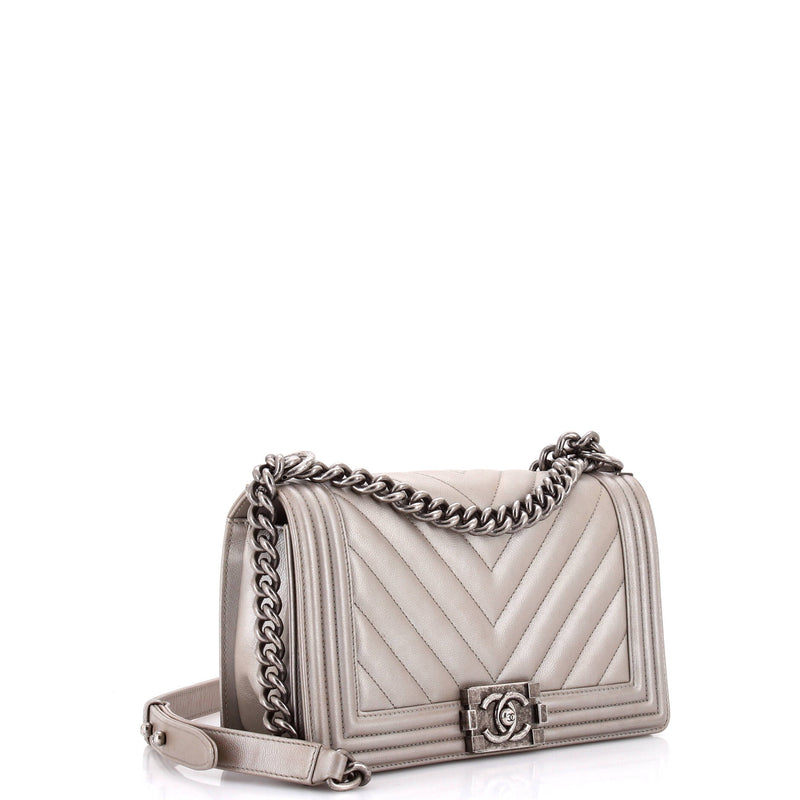 Boy Flap Bag Chevron Caviar Old Medium