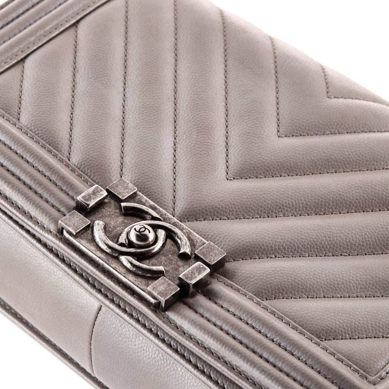 Boy Flap Bag Chevron Caviar Old Medium