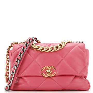 19 Flap Bag Quilted Leather Large