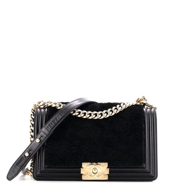 Boy Flap Bag Shearling With Leather Old