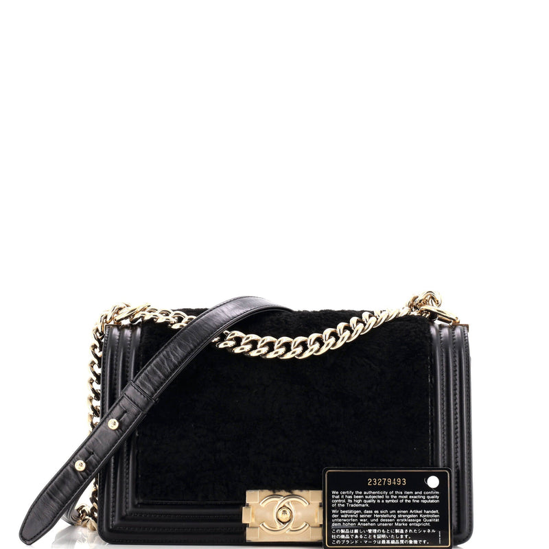 Boy Flap Bag Shearling With Leather Old