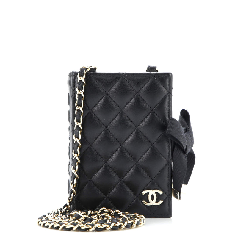 Cc Book Card Holder With Chain Quilted