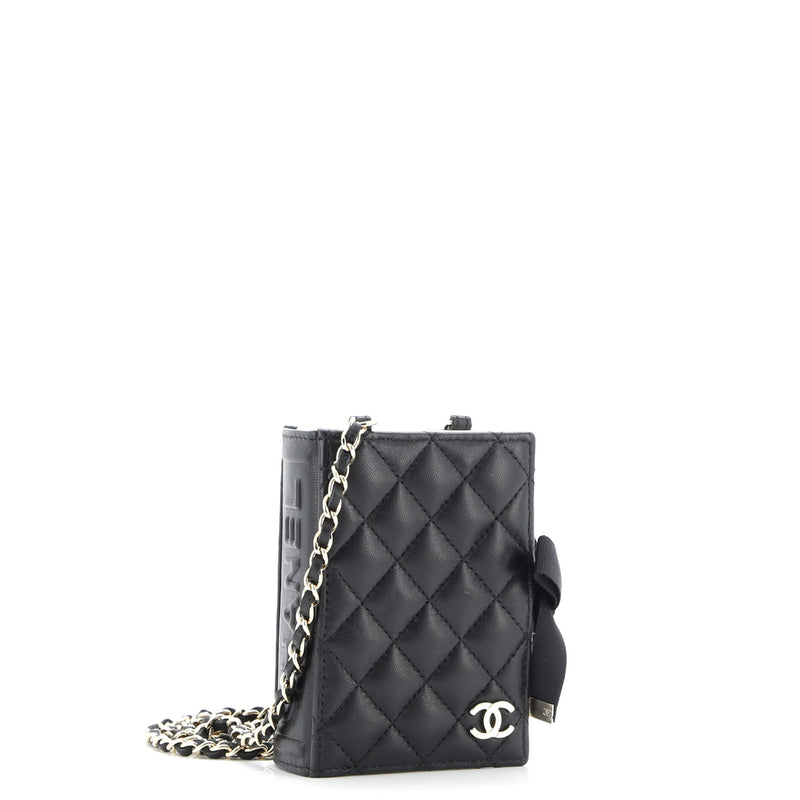 Cc Book Card Holder With Chain Quilted