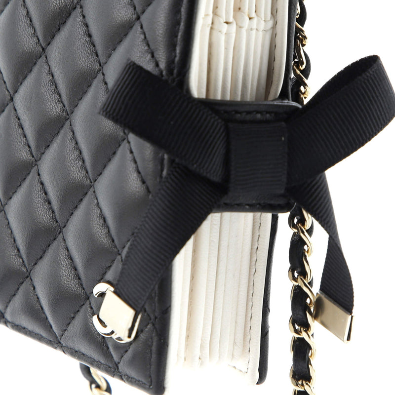 Cc Book Card Holder With Chain Quilted