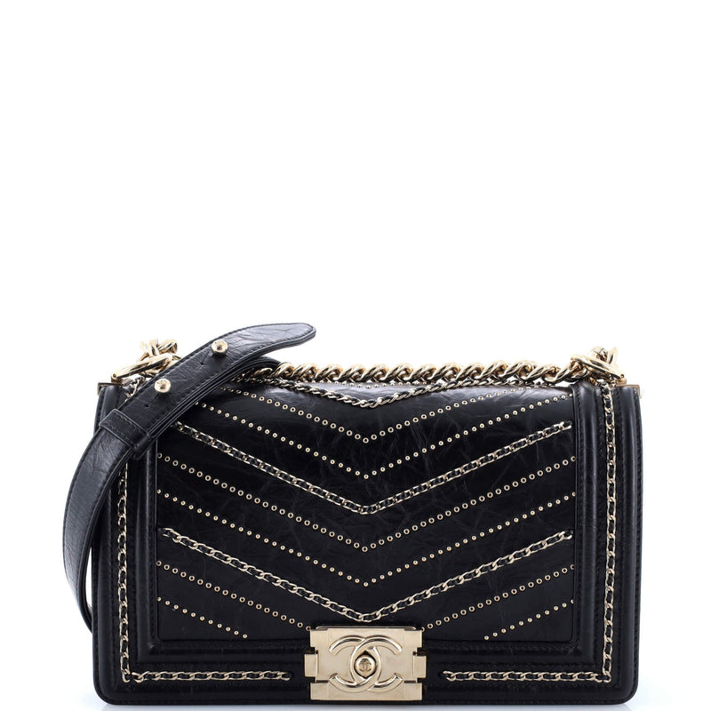 Boy Flap Bag Chevron Embellished
