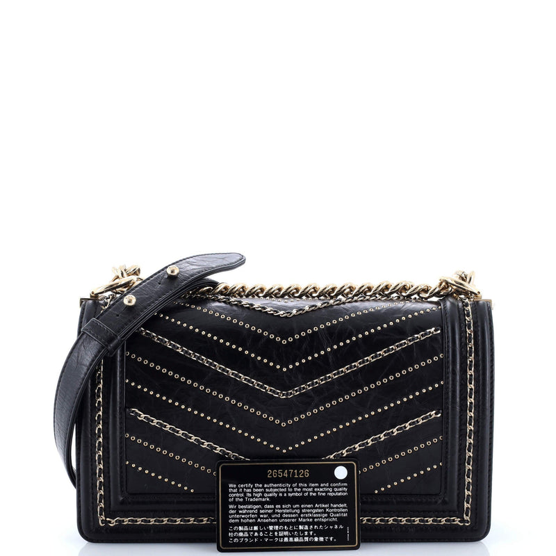 Boy Flap Bag Chevron Embellished